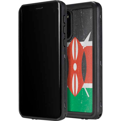 Kenya Flag Distressed Galaxy S20 Plus Waterproof Case